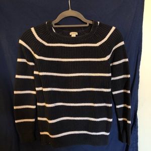 LL Bean Navy and White Striped Sweater